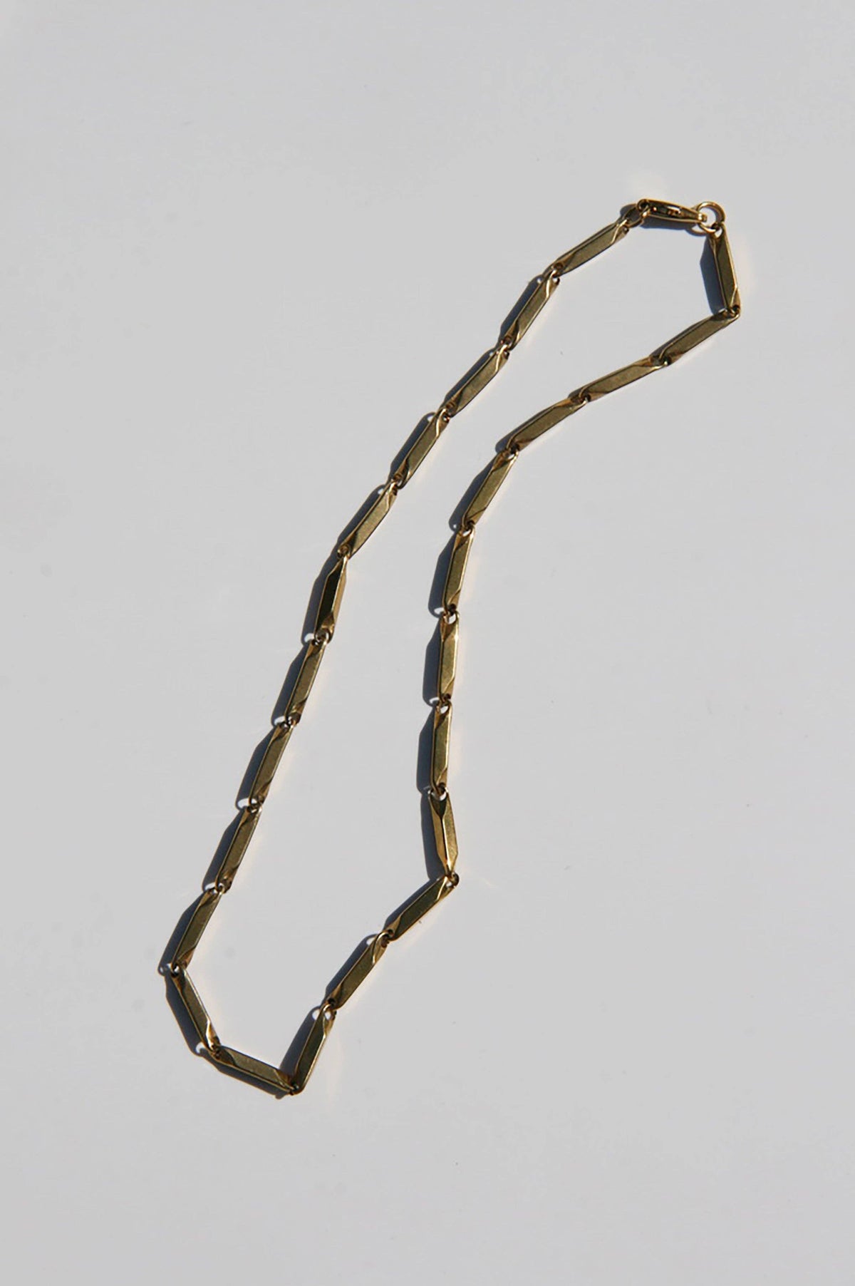 Gold Stainless Steel Faceted Bar Link Chain Necklace: 16&quot;