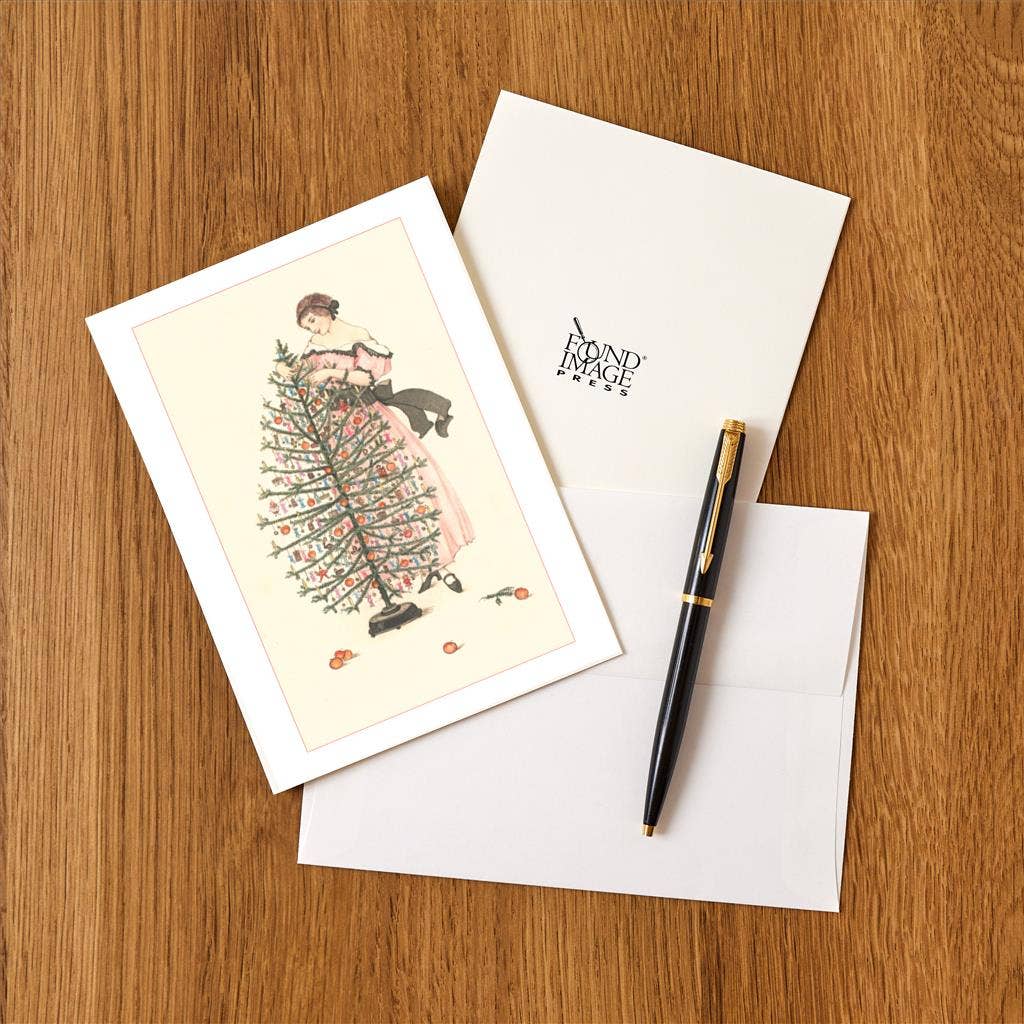 Greeting Card MC-488 Old Fashioned Woman with Tree