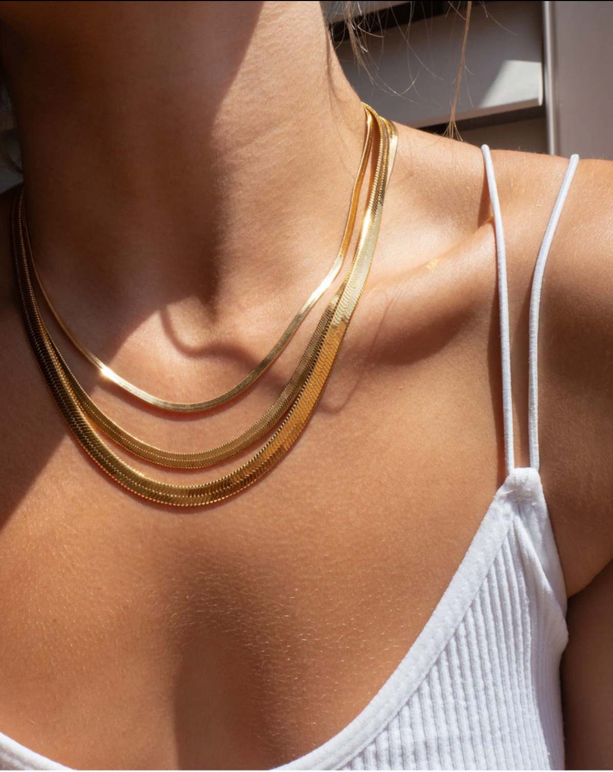 18k Gold-filled Herringbone Necklace | 16" / Regular (6mm)