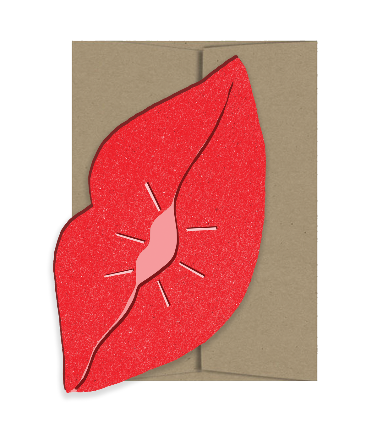 Bisous Lips Die Cut Card