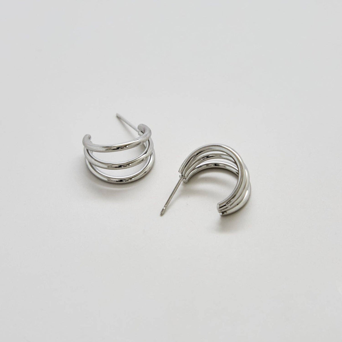 Triple Silver Hoop Earrings