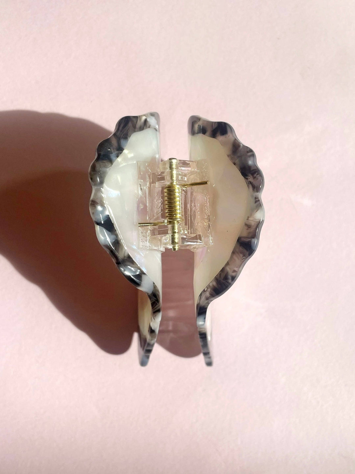 Oyster Claw Clip - Cellulose Acetate with Pearl detail