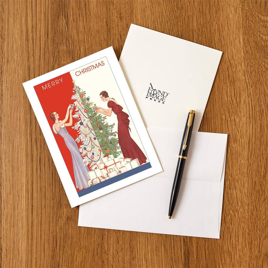 Greeting Card MC-298 Merry Christmas, Thin Women Decorating