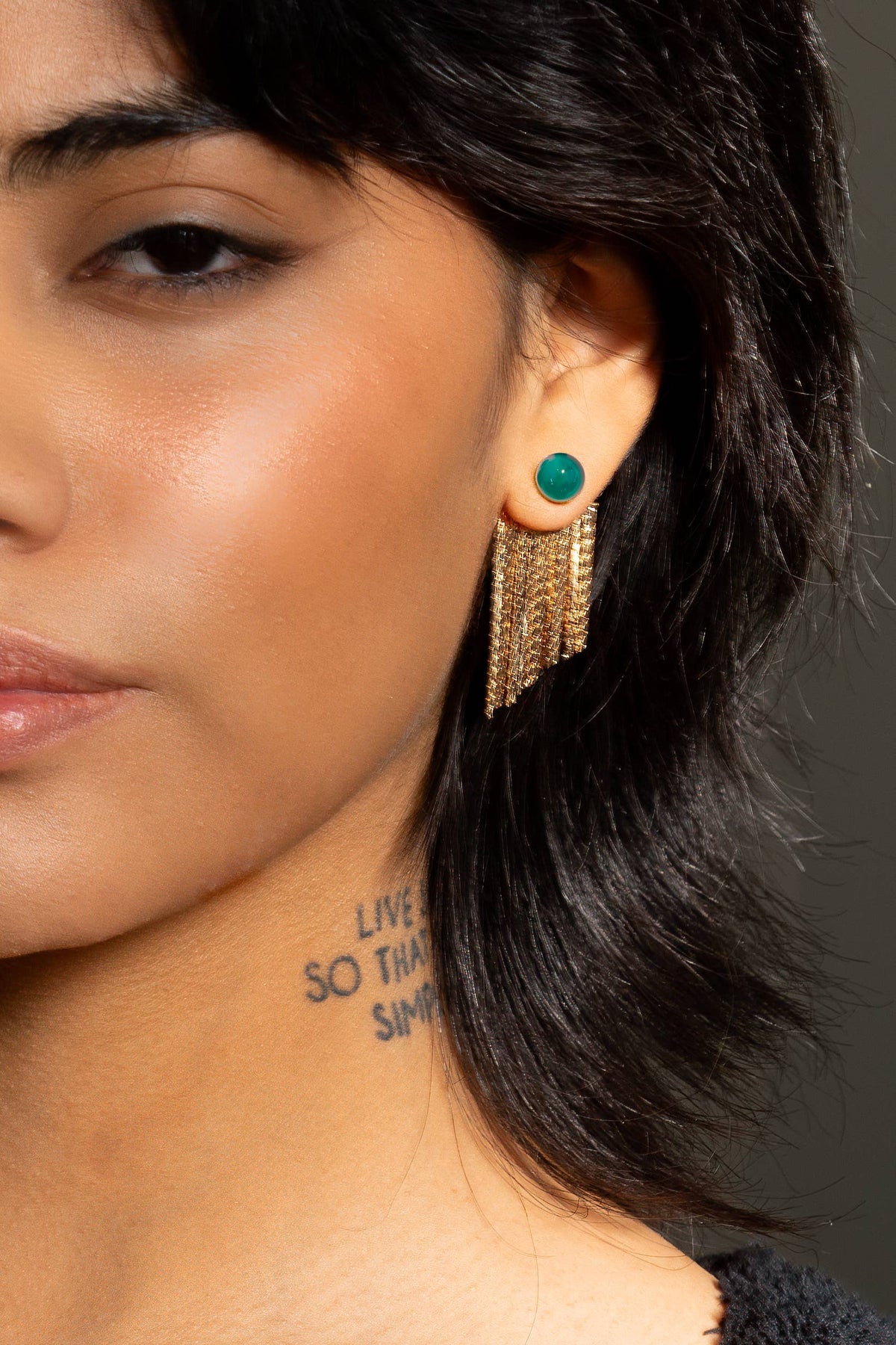 Rubell Layered Earring - 18K Gold Plated: Green Onyx