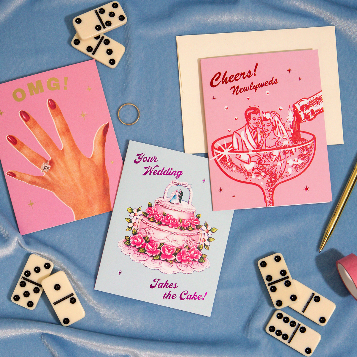 Cheers! Newlyweds – Foil Wedding ✿ Celebration Card