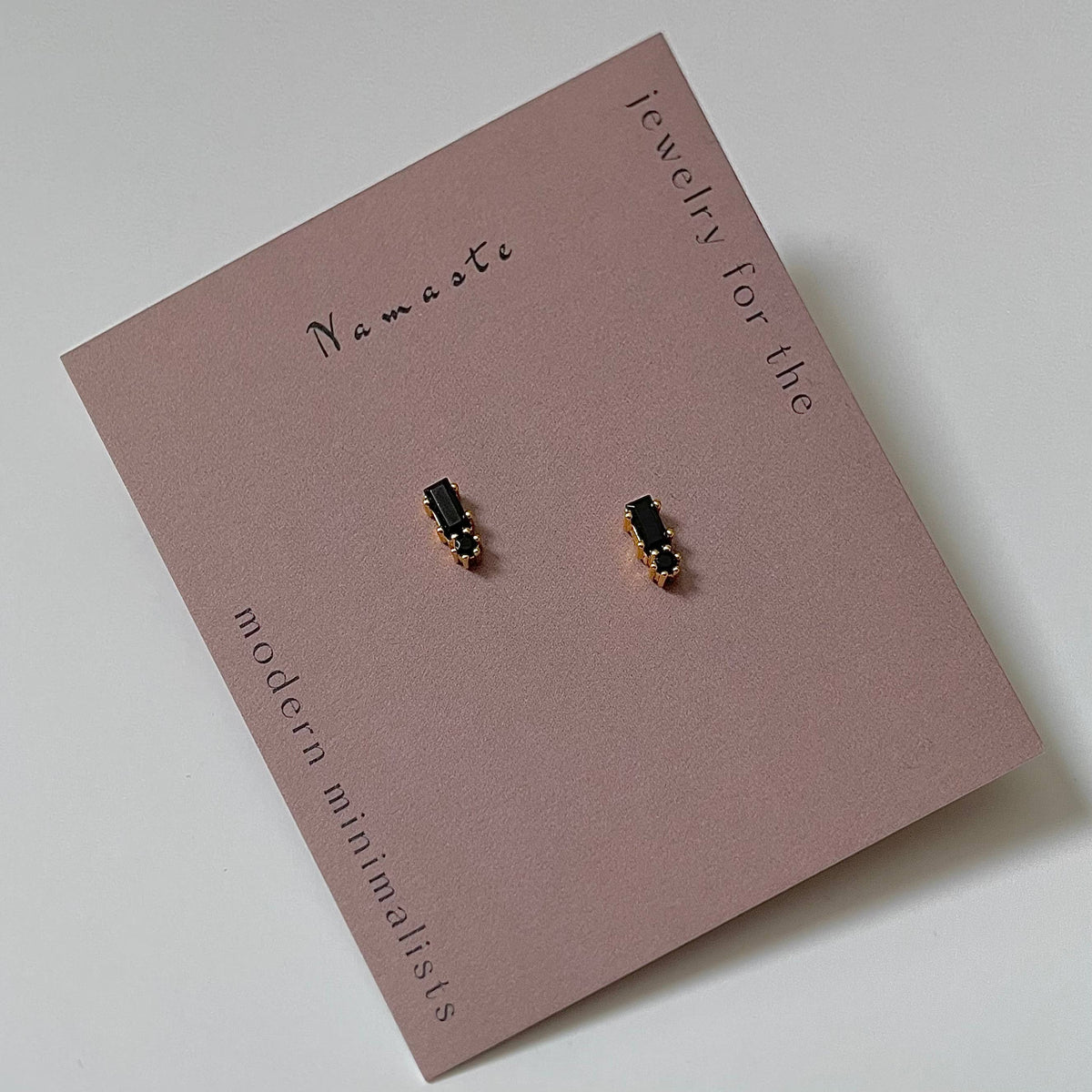 Ren 18k Gold Plated Black Stone Stud SINGLE