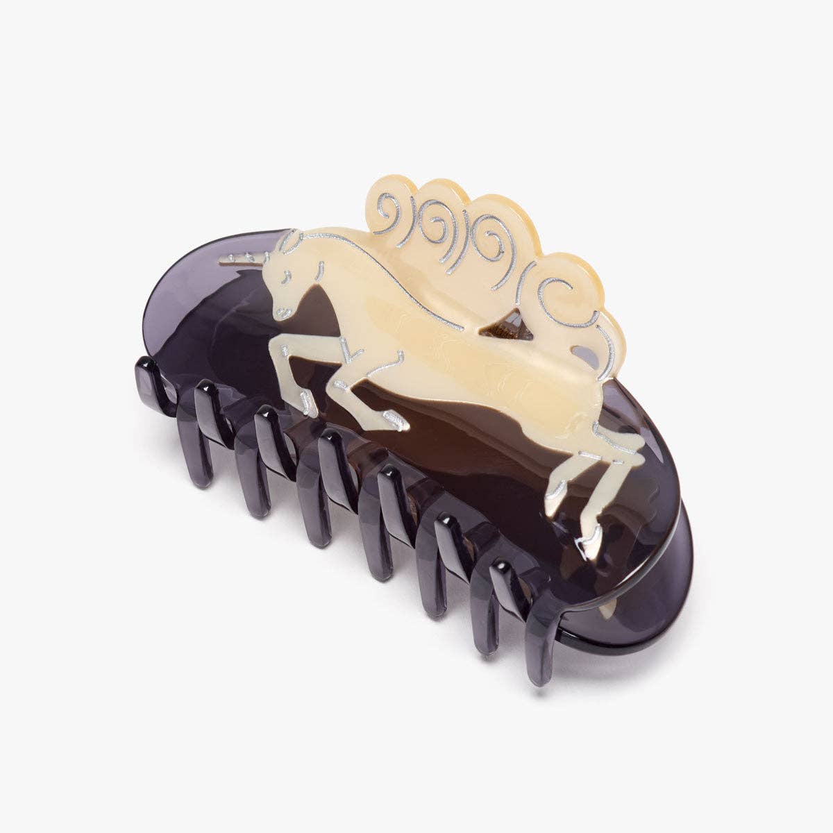 Unicorn Horse Women&#39;s Hair Claw Clip Cream and Navy Acetate