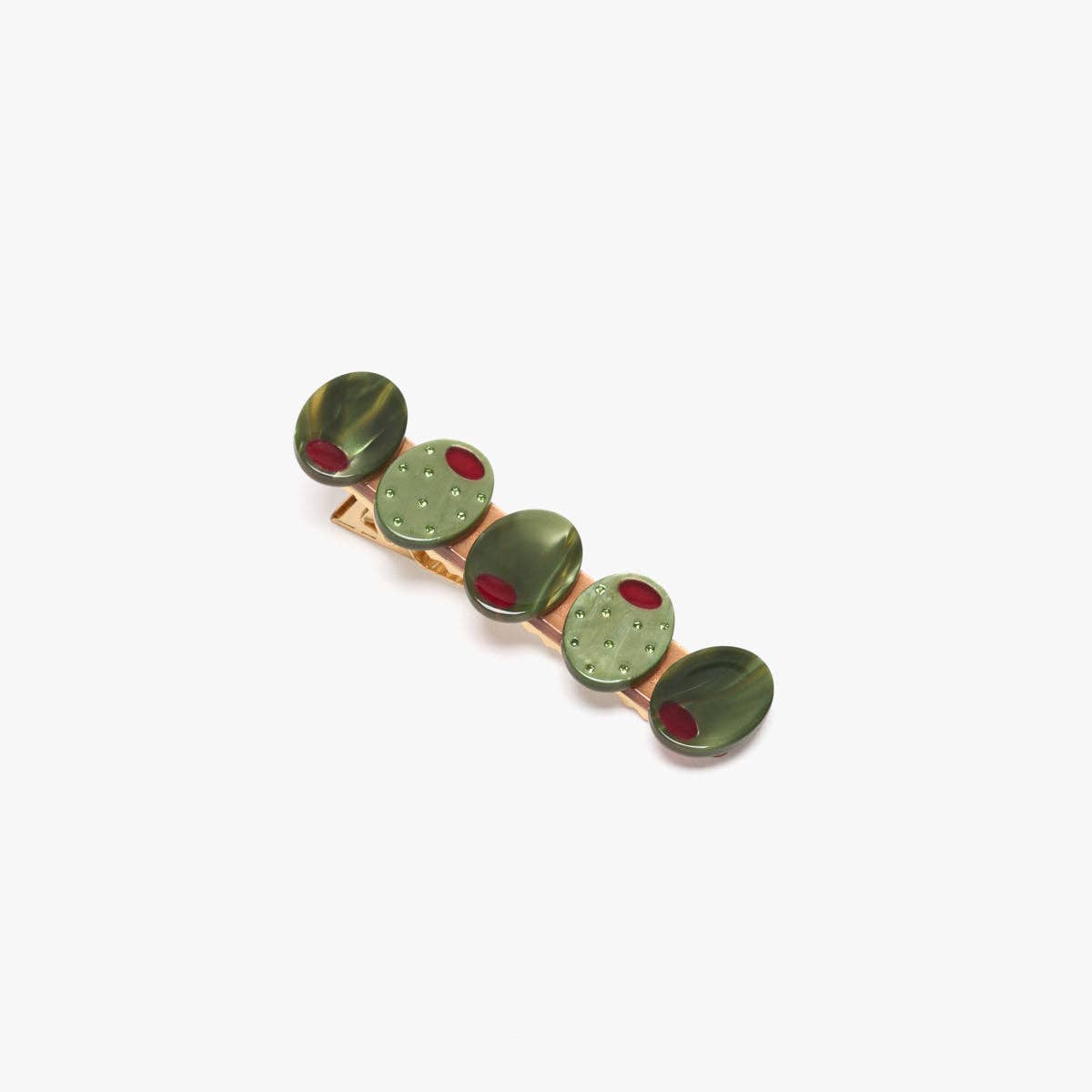 Green Olive Sparkly Cocktail Alligator Hair Clip Accessory