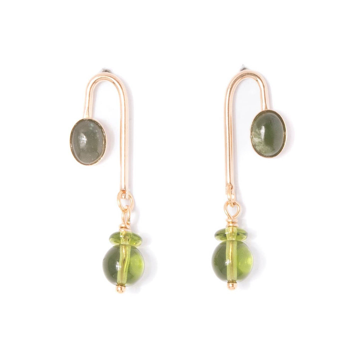 Green Asym Arch Earrings