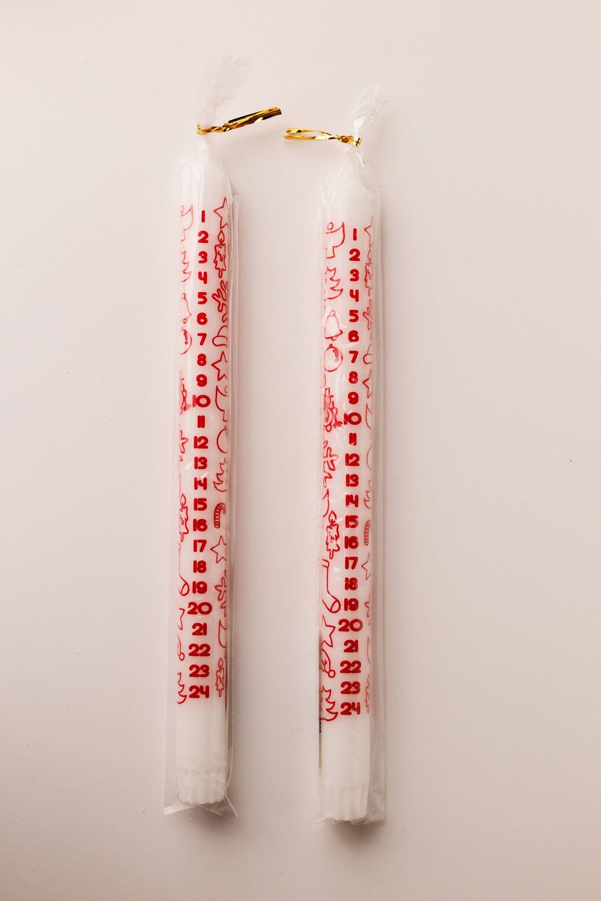 Advent Taper Candle, White w/Red Print, carton of 24