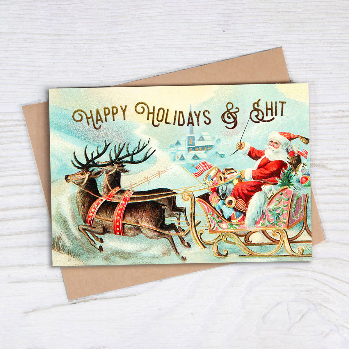 Happy Holidays &amp; Shit - Funny Adult Christmas Card