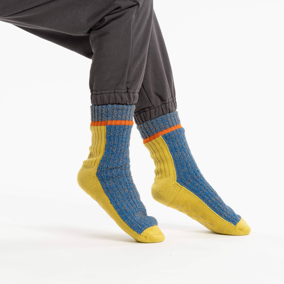 Color Ragg House Socks: Golden Olive Cobalt (L/XL)