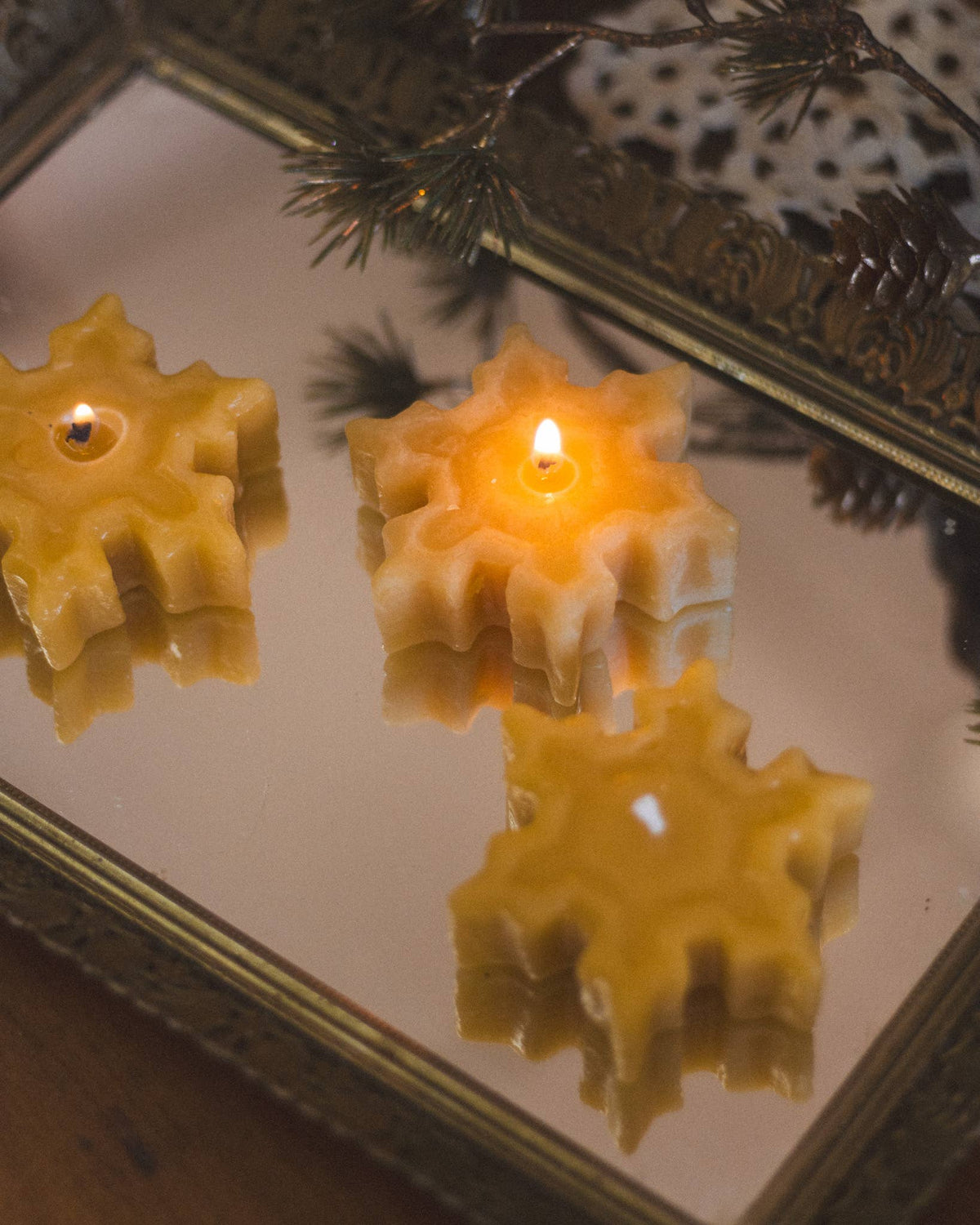 Snowflake Beeswax Candle