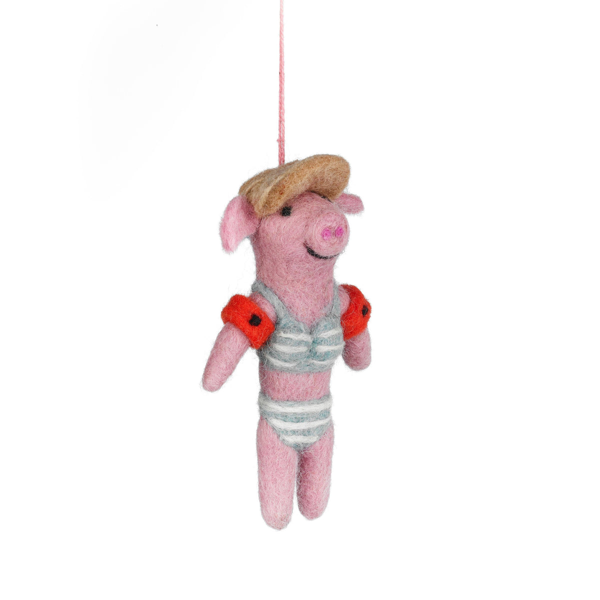 Felt Babette the Beach Pig Ornament