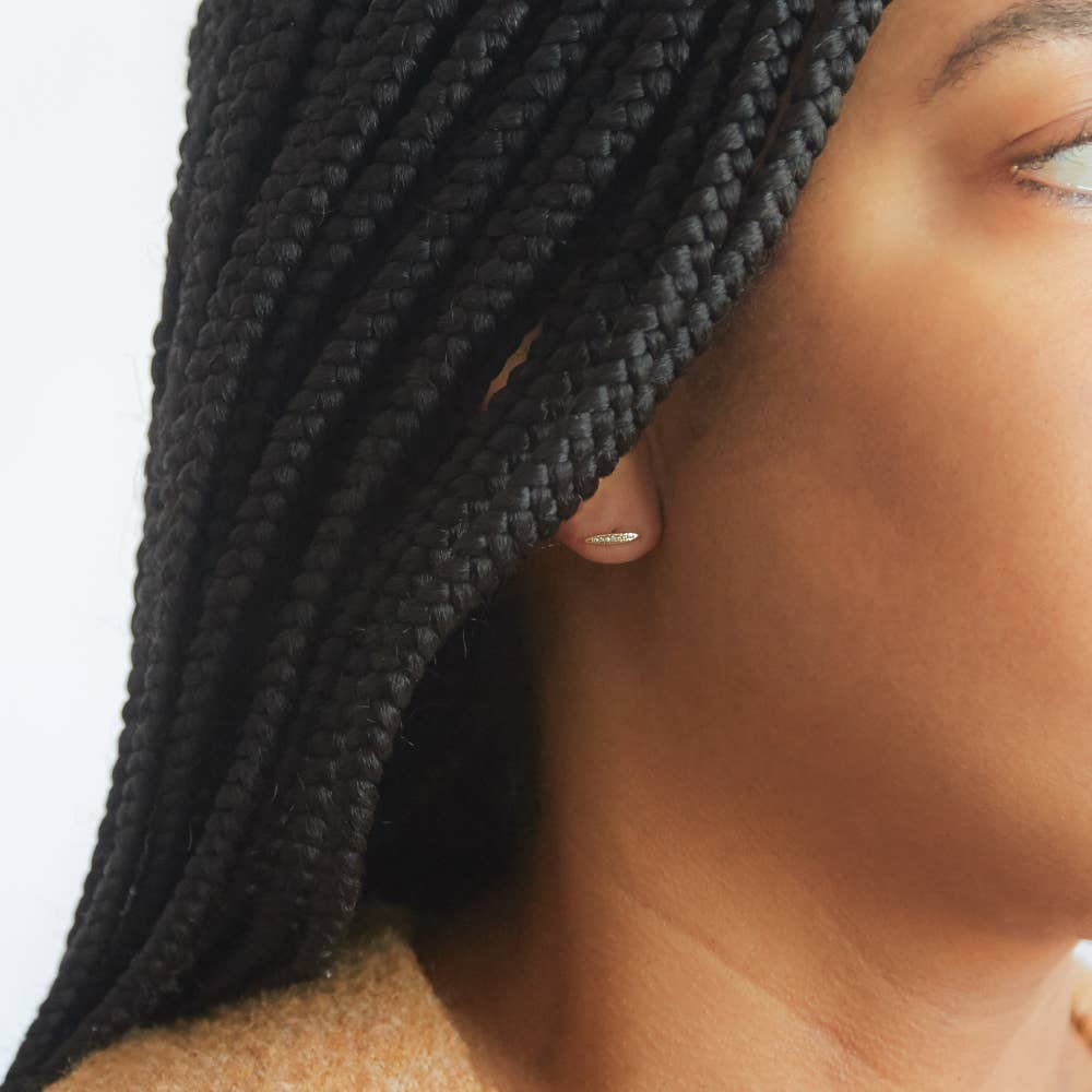 Gold Pavé Bar Stud SINGLE