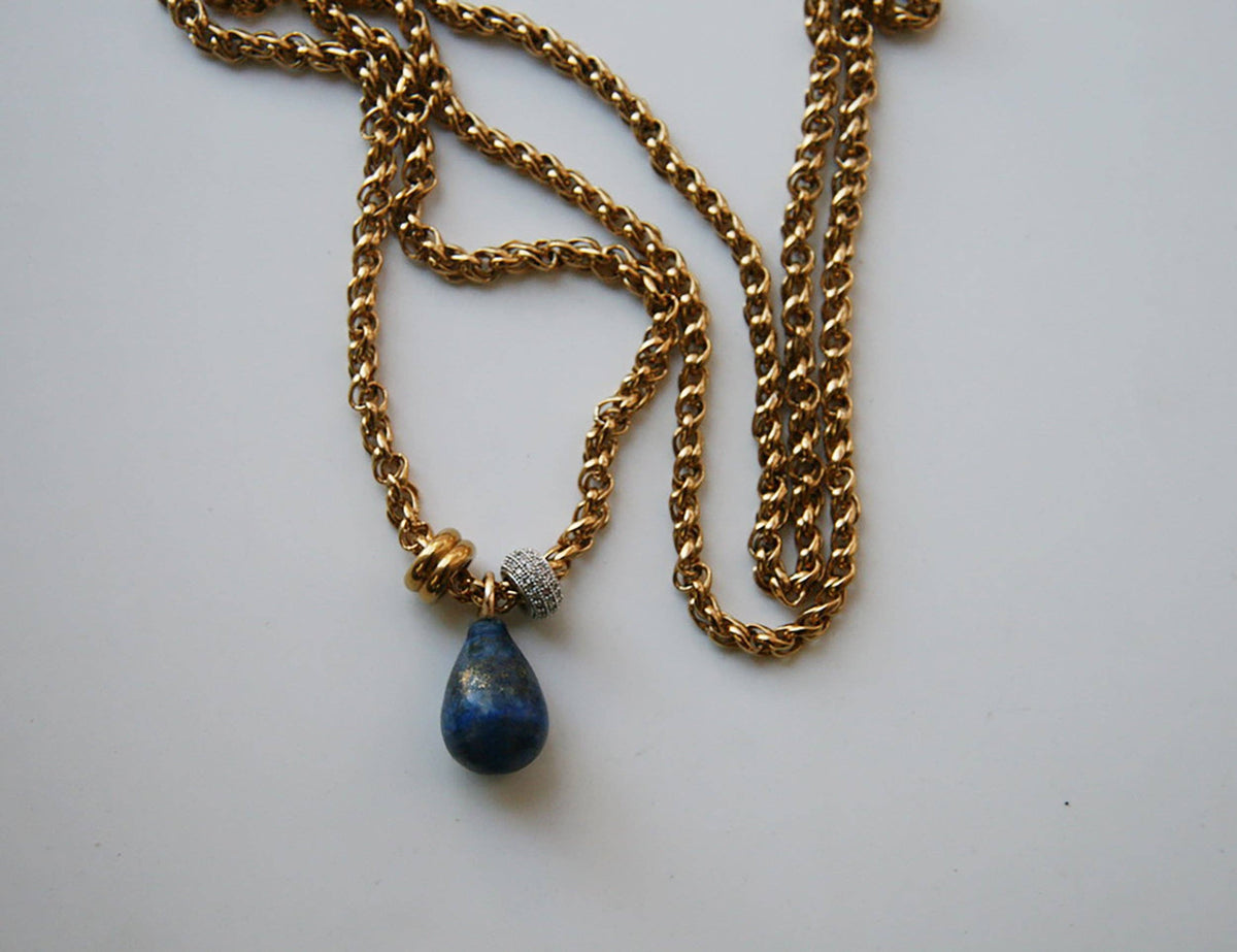 Lou Lapis Pendant Gold Chain Necklace