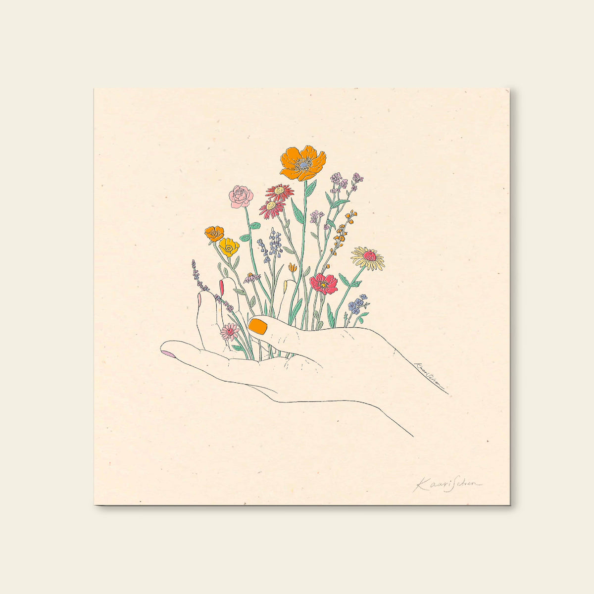 Wildflowers in Hand Art Print: 12" x 12"