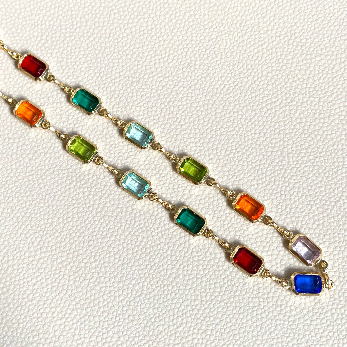 18k Gold Filled Multicolor Rainbow Necklace: 16&quot; necklace + 2&quot; extension