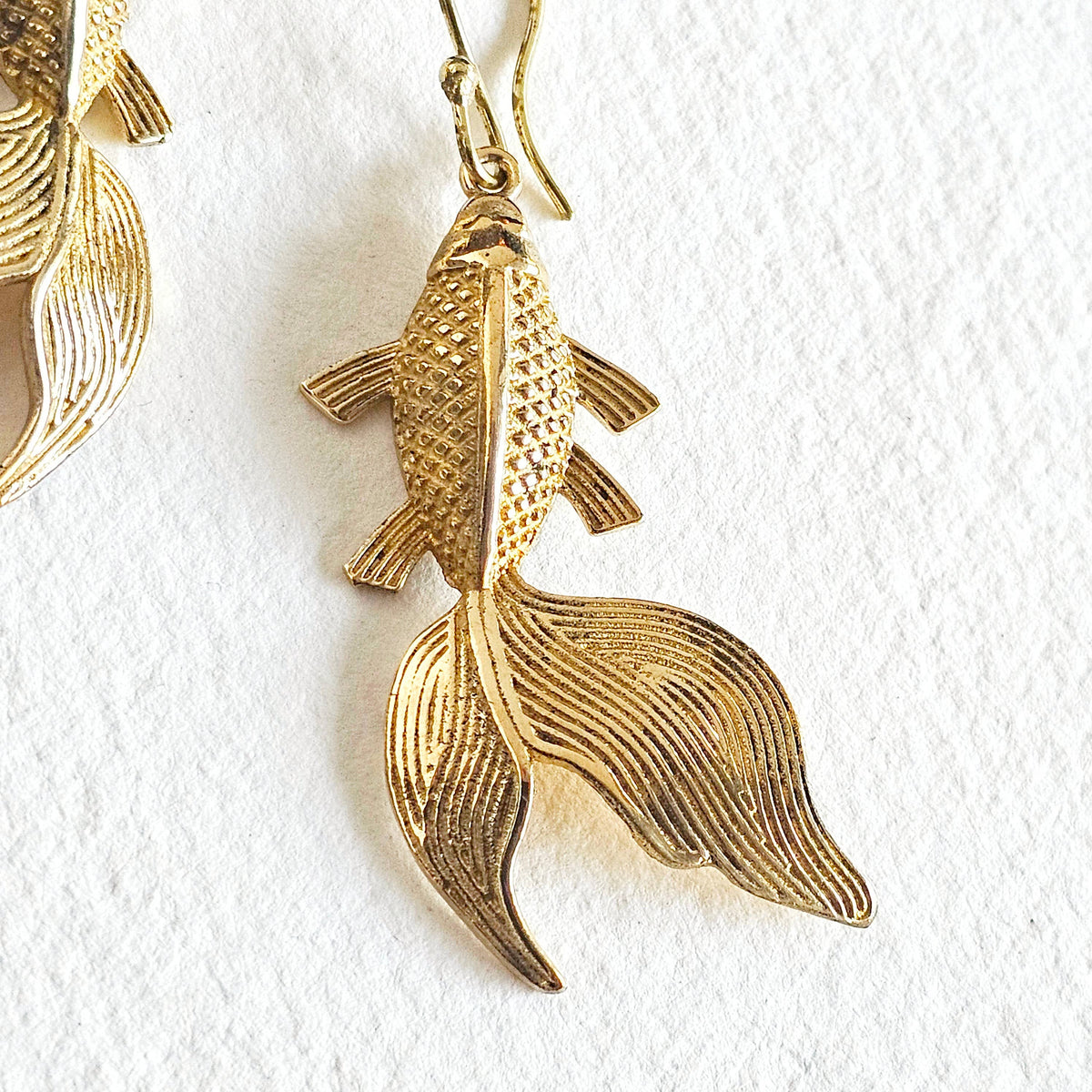 Brass Koi fish design hanging earrings handmade