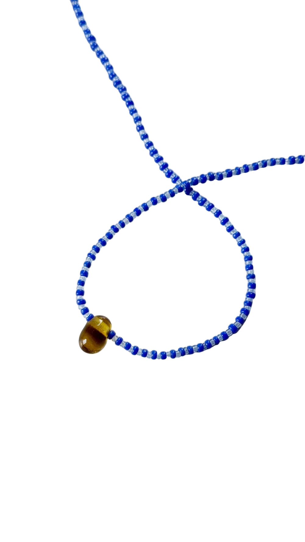 Glass Pendant Necklace - Amber Glass: Length - 15"