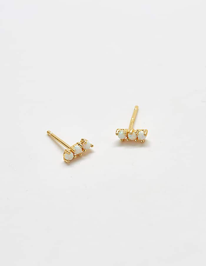 Opal Curve Bar Stud - Gold Vermeil - SOLD SINGLE