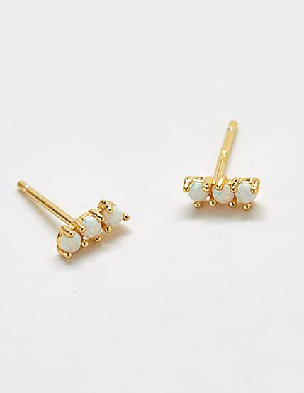 Opal Curve Bar Stud - Gold Vermeil - SOLD SINGLE