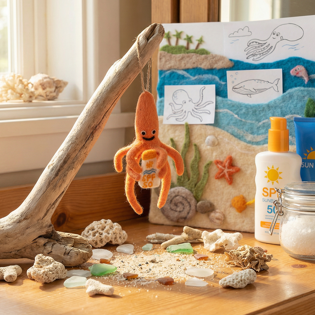 Handmade Felt SPF Squid Ornament