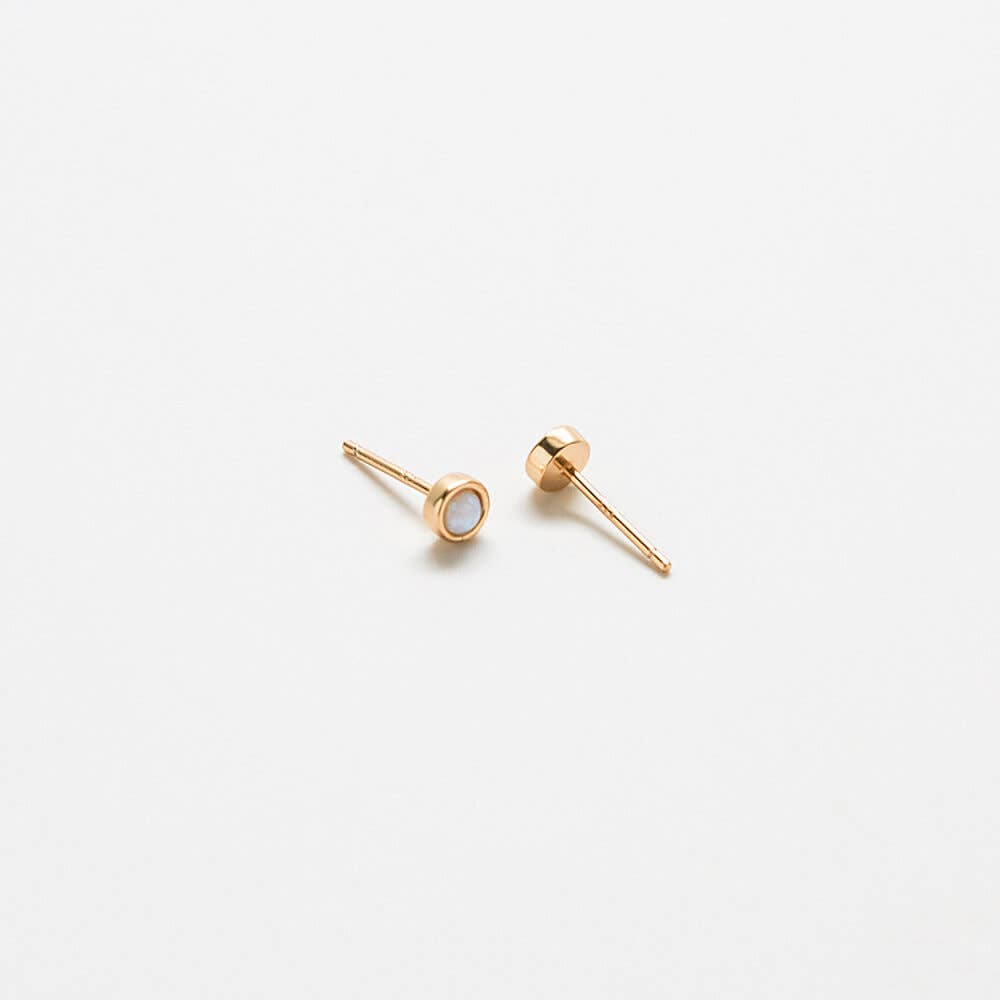 Gold Vermeil Round Opal Studs - sold SINGLE
