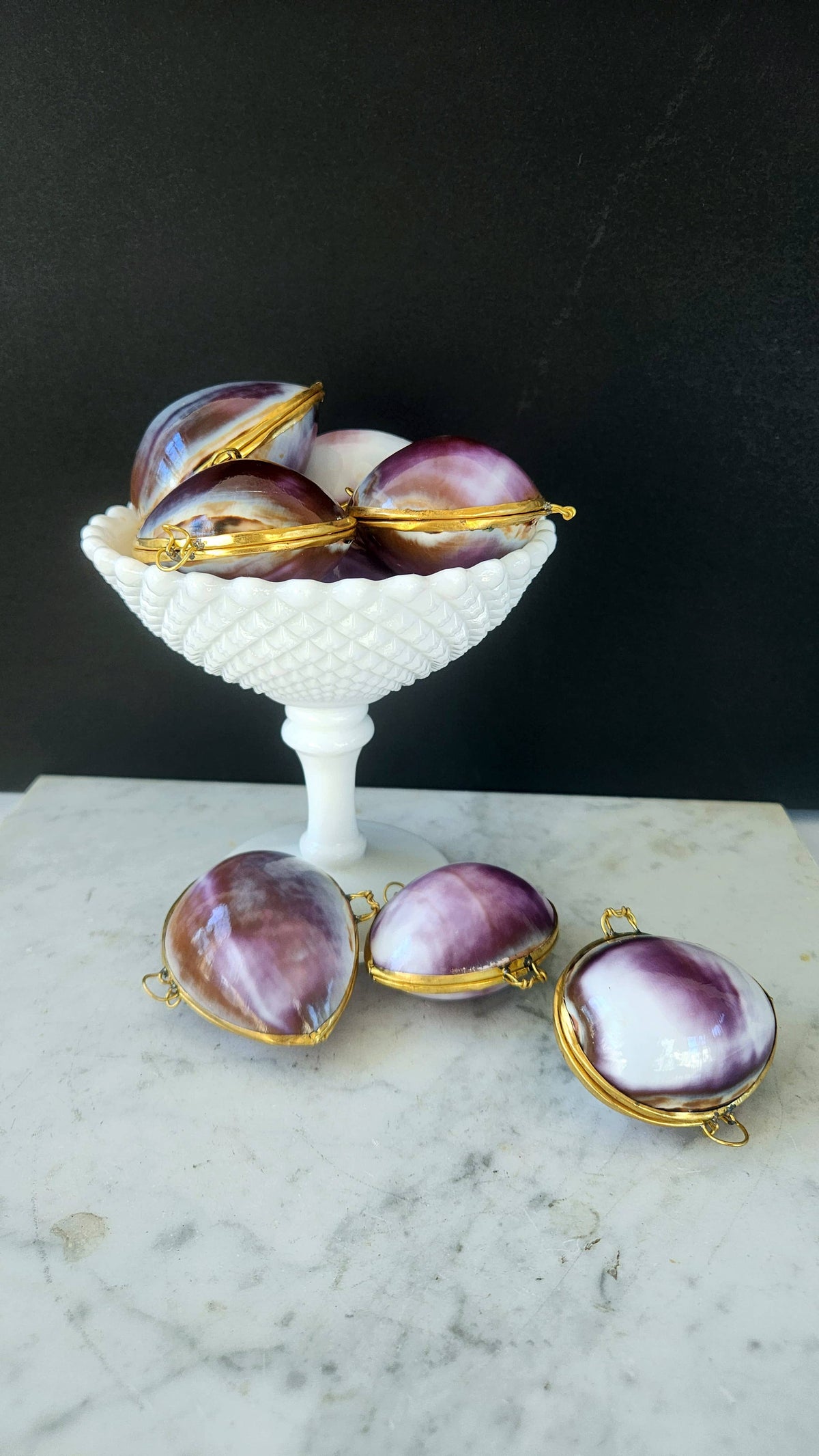Purple Cowrie Trinket Pill Box, Coin Purse