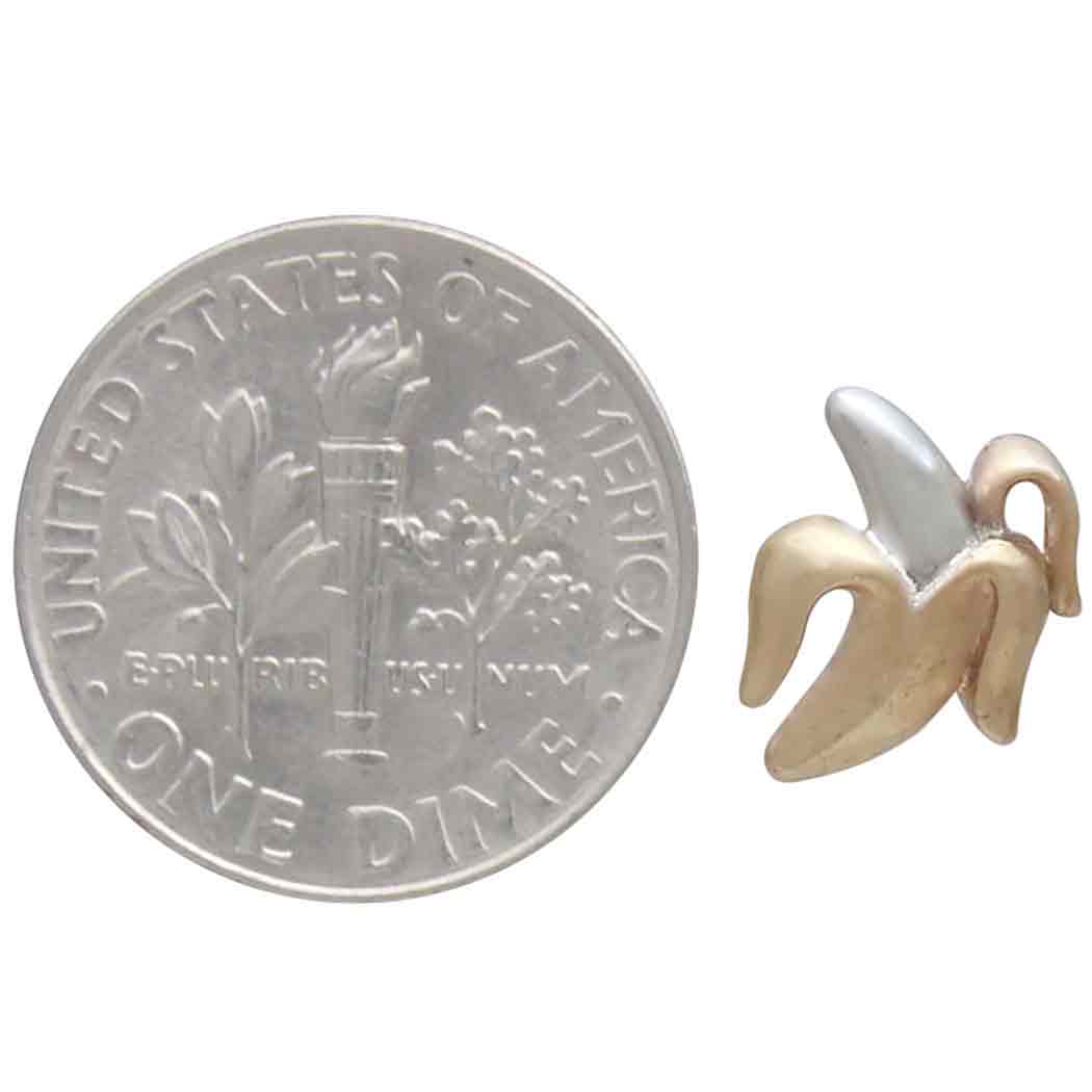 Mixed Metal Banana Stud Earring SINGLE 10x9mm
