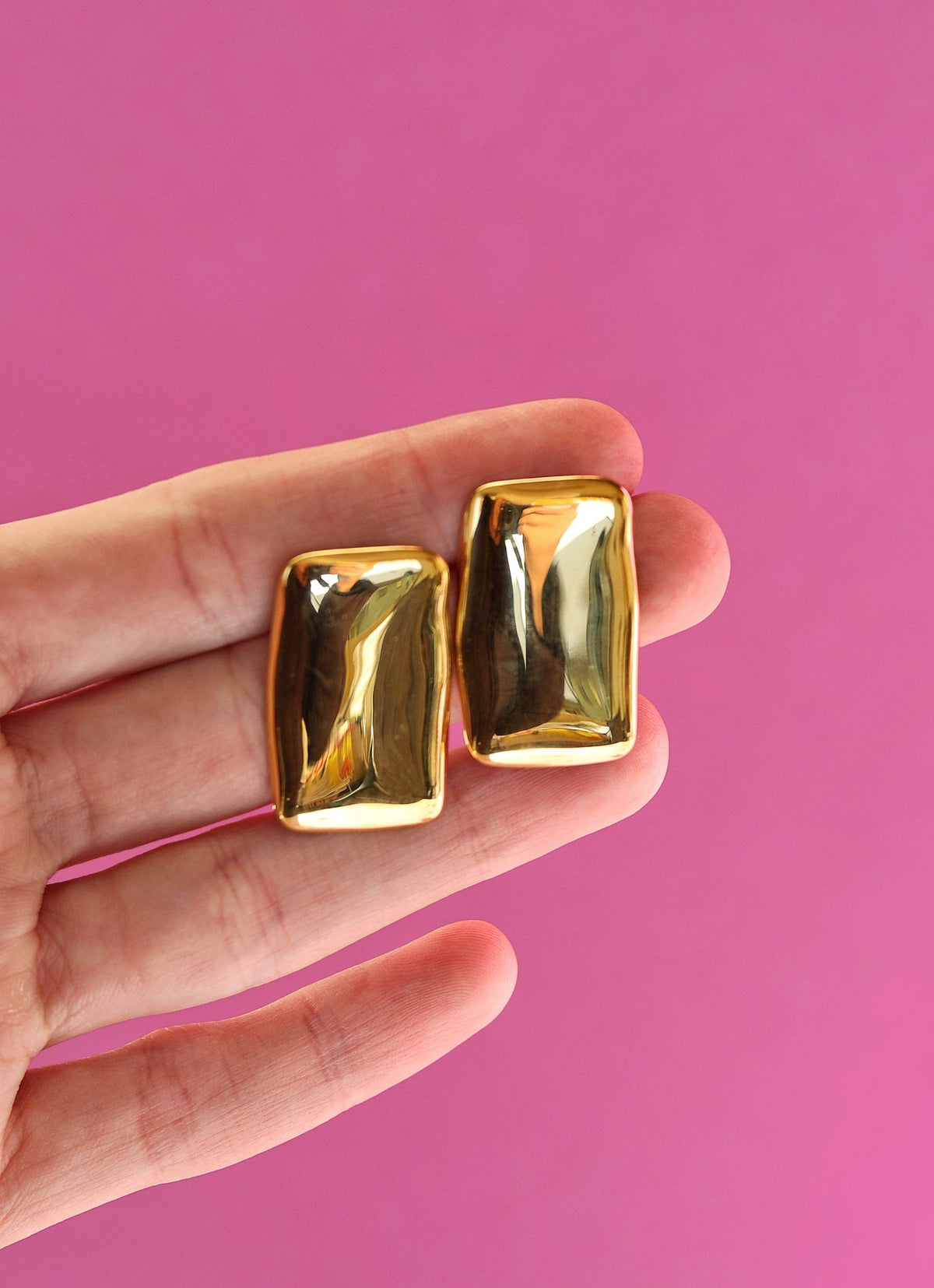 Magdalena - Large Square Gold Earrings