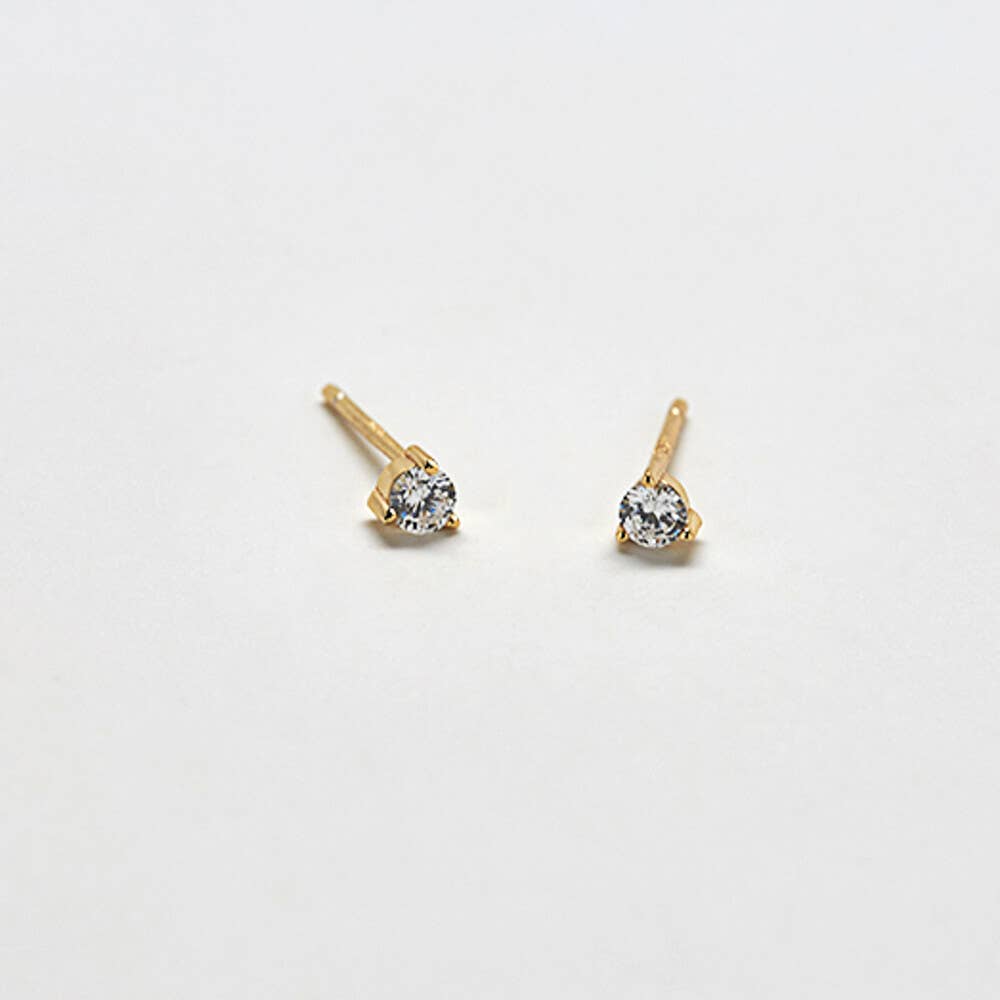 White Cubic Zirconia Round Vermeil Stud SOLD SINGLE
