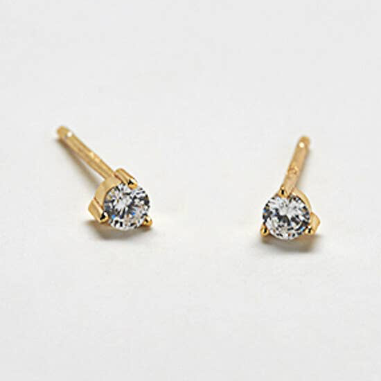 White Cubic Zirconia Round Vermeil Stud SOLD SINGLE