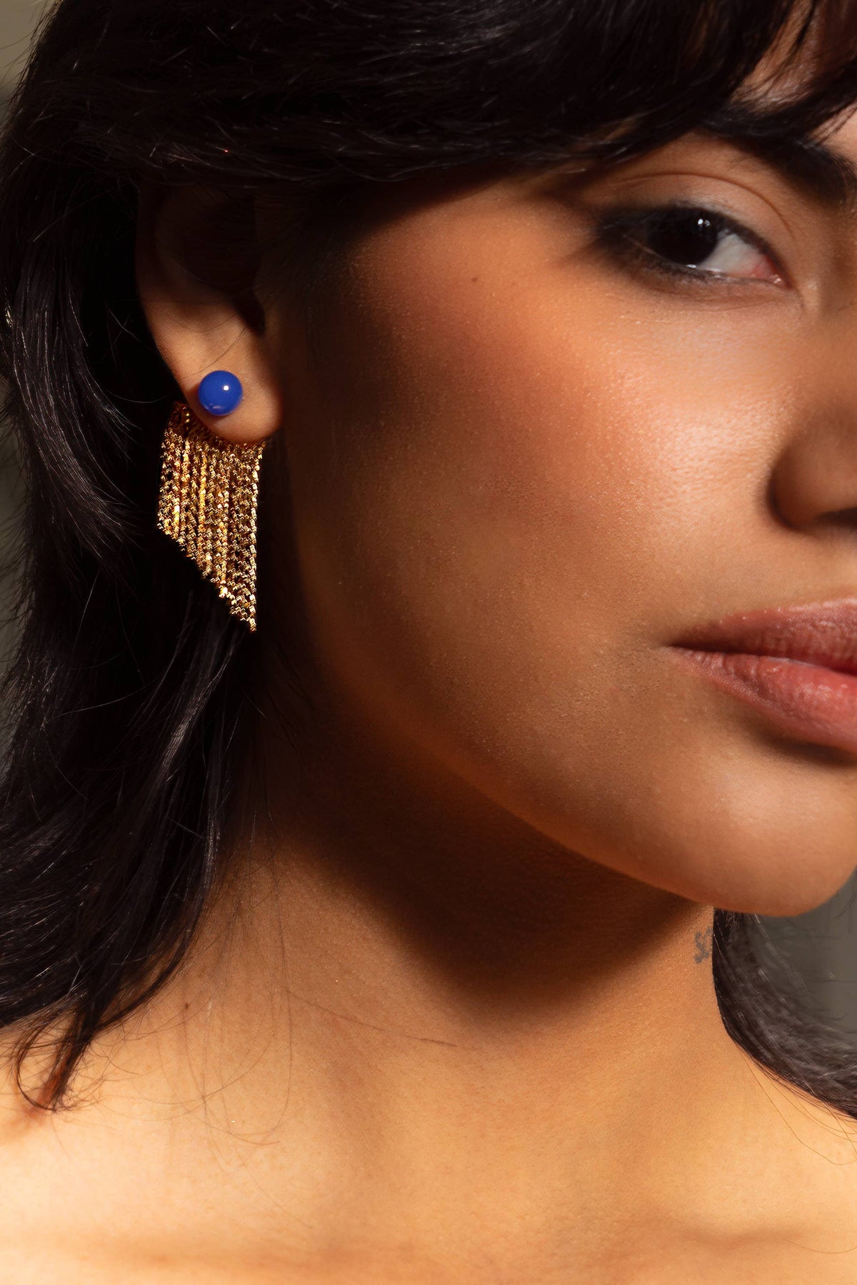 Rubell Layered Earring - 18K Gold Plated: Blue Onyx