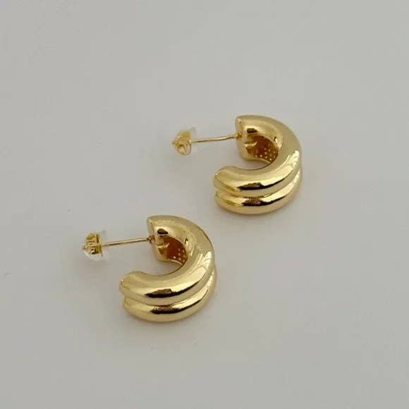Gold Chunky Crescent Earrings: Gold Plated