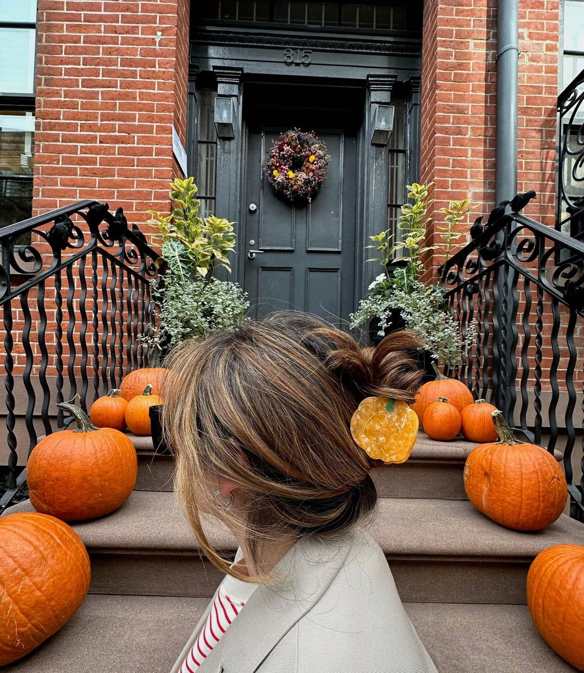 Hand-painted Pumpkin Claw Hair Clip | Fall Halloween