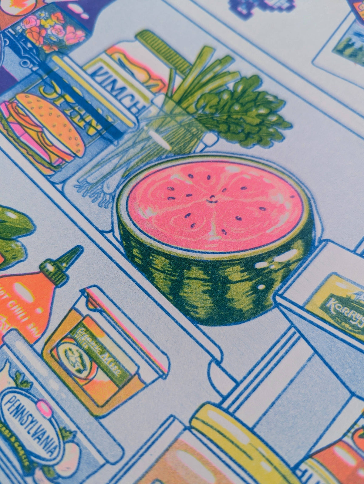 Midnight Snack Fridge |  11"x14" Risograph Print