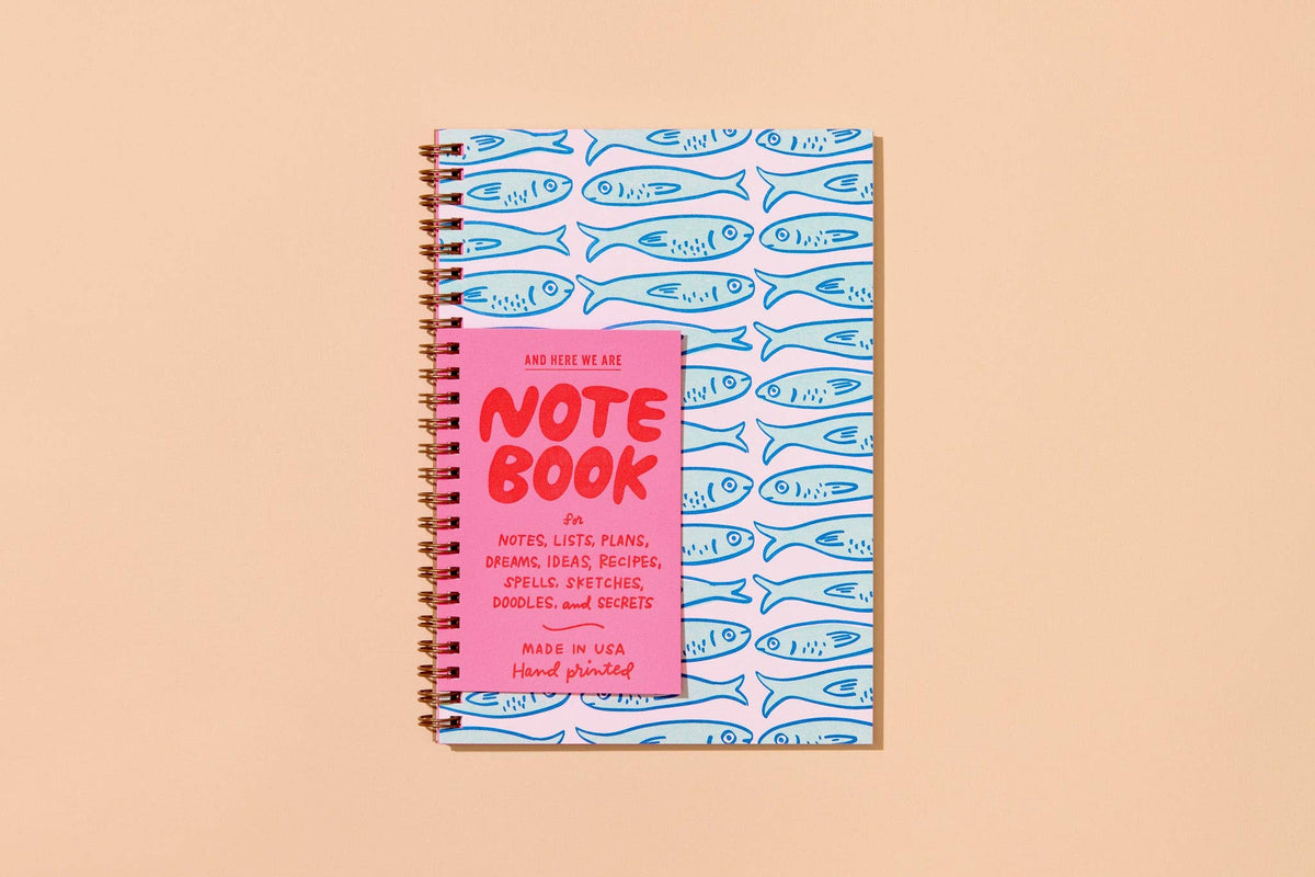 Sardines A5 Lettepress Spiral Notebook