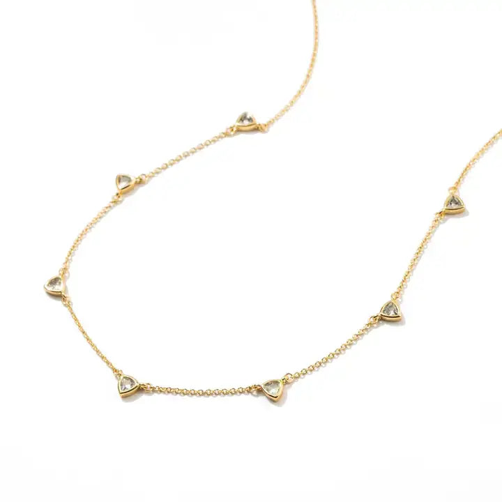 Demi-Fine CZ Drop Necklace: Yellow Gold