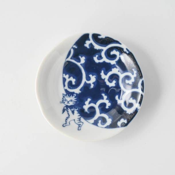SHICHI SOMENEKO Plate 10cm: Karakusa