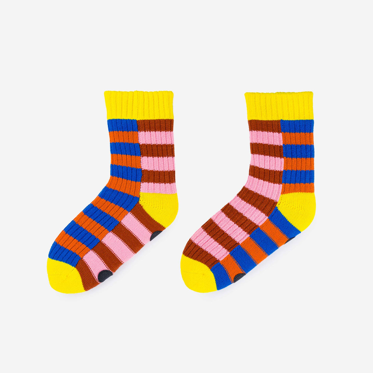 Super Stripe Knit House Socks: Cobalt Flame / S/M - W 6-9<br>M 5-7.5