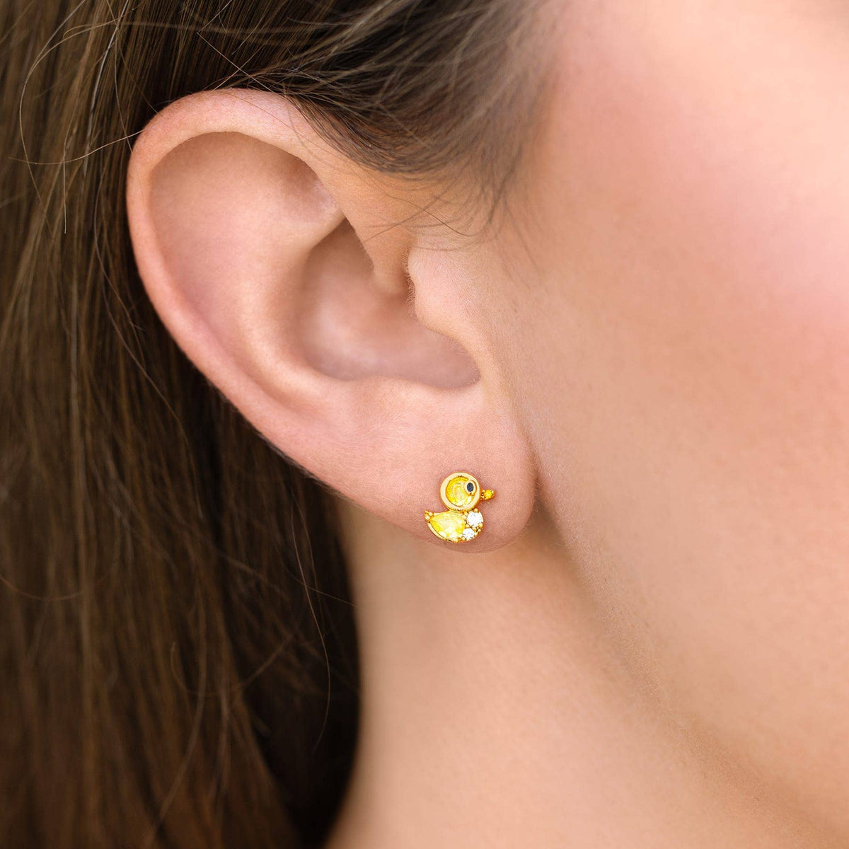 Rubber Ducky Studs: sold SINGLE Gold