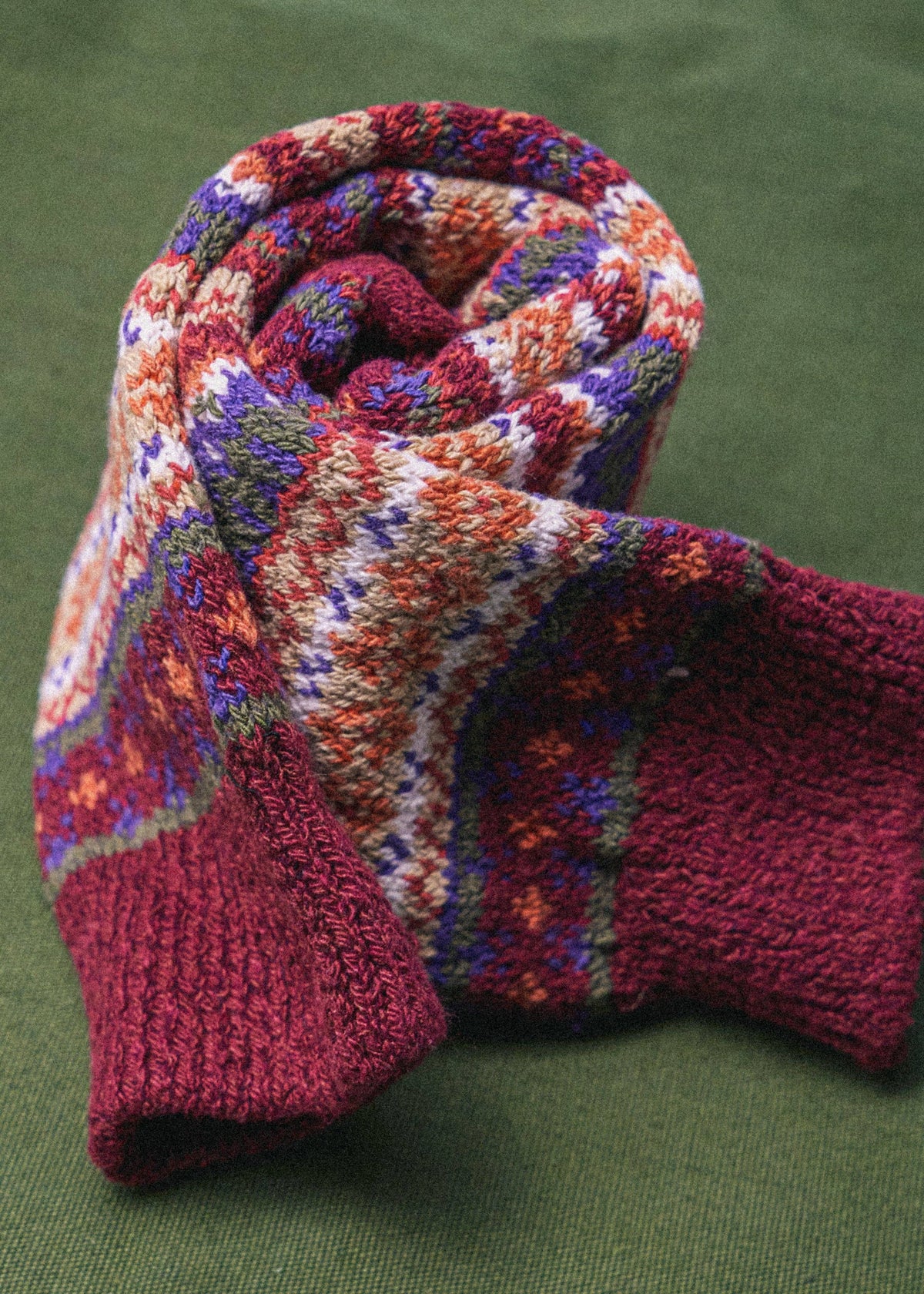Cotton Fair Isle Sock: Navy (L)