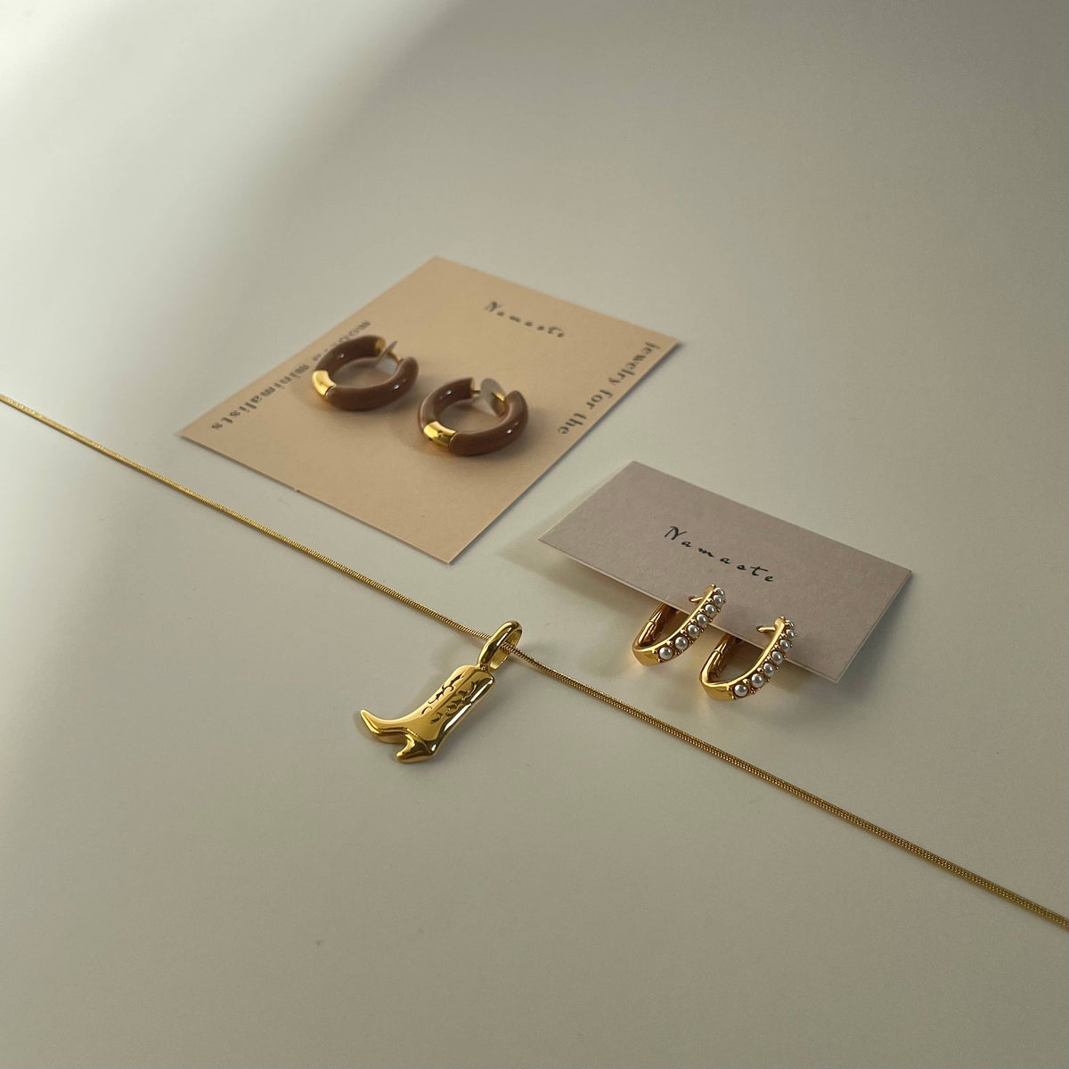 Rectangle Pearl Huggie Earrings