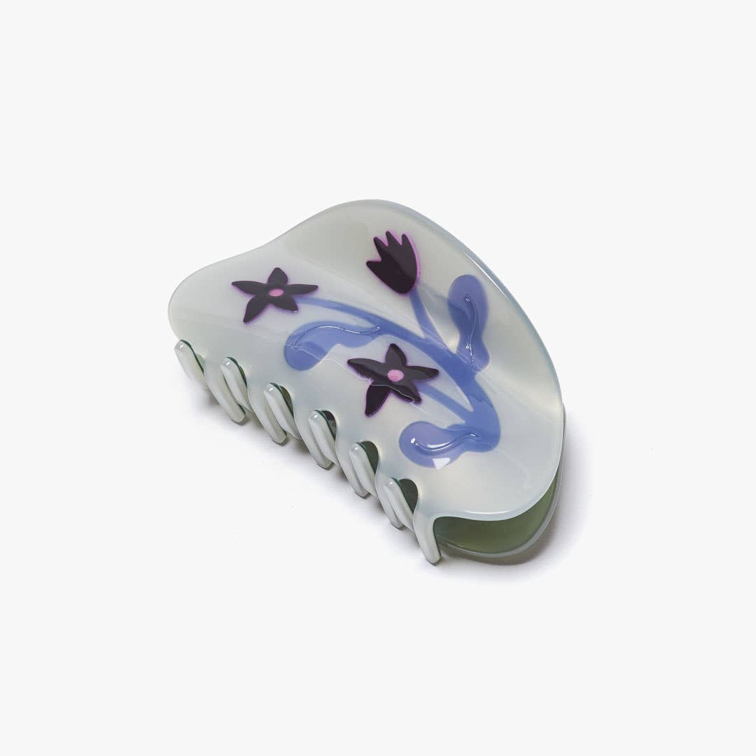 Purple Nightshade Flower Hair Claw in Seafoam Acetate