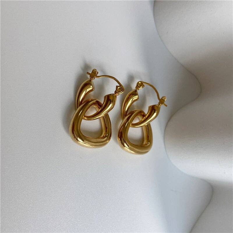 Rosalie - Interlocking Triangle Hoop Earrings