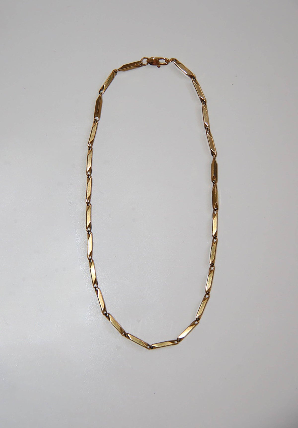 Gold Stainless Steel Faceted Bar Link Chain Necklace: 16&quot;