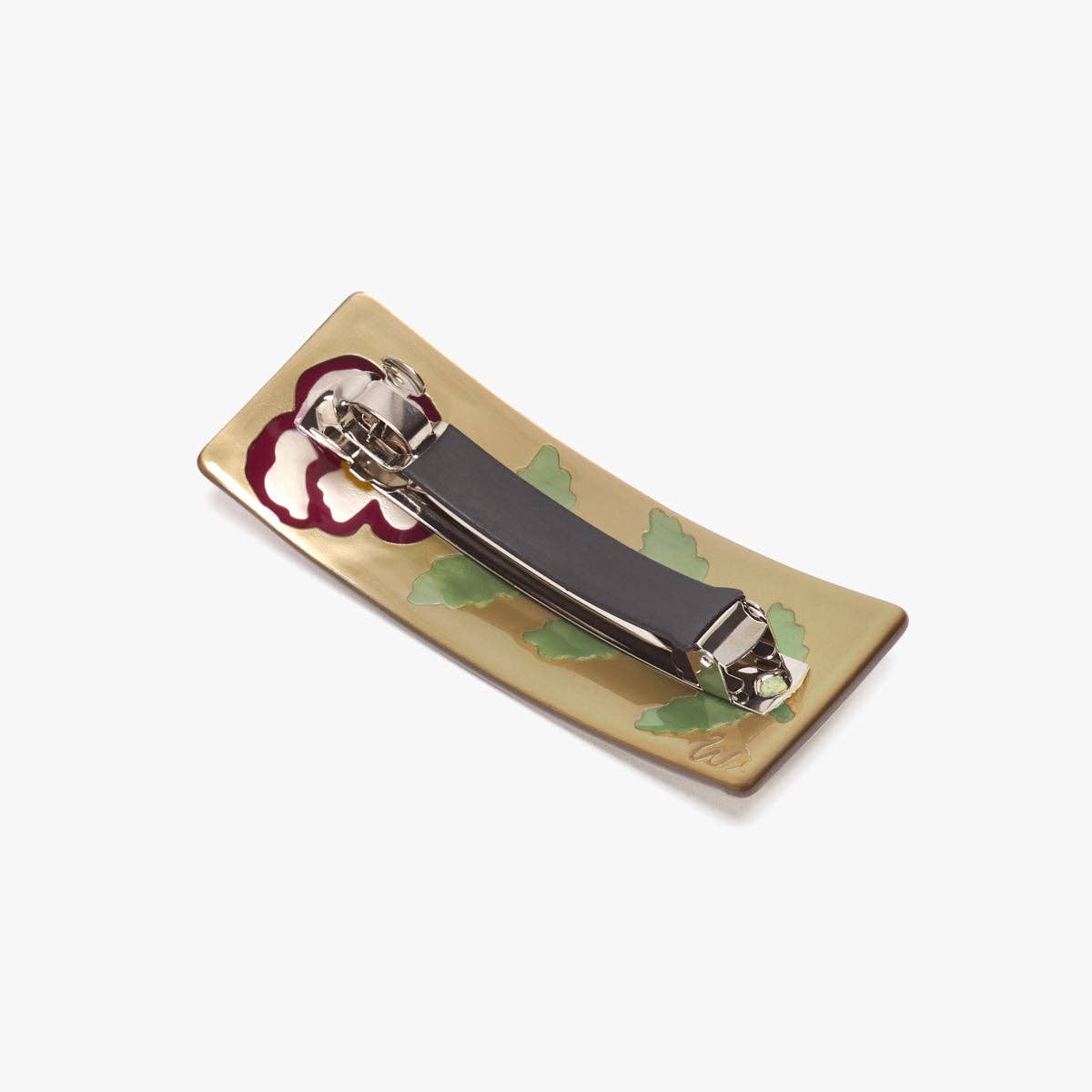 Pansy Flower Gold Acetate French Barrette Hair Clip