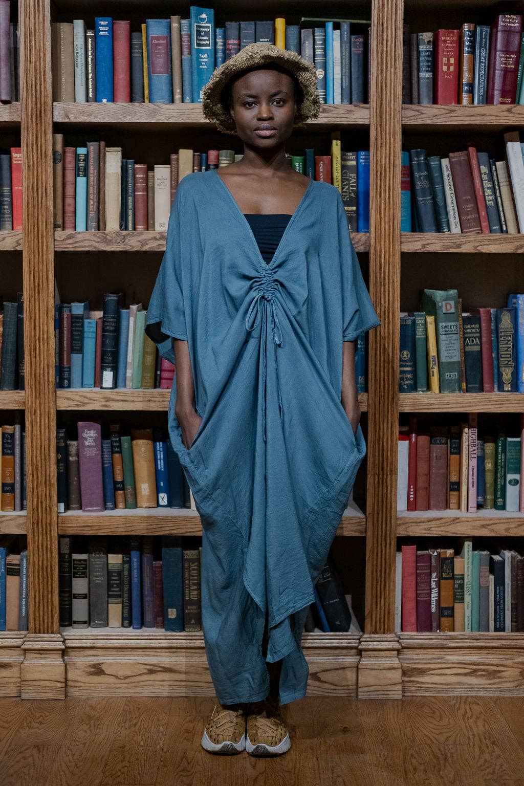LIGHT COTTON LONG DRESS 05: NAVY BLUE