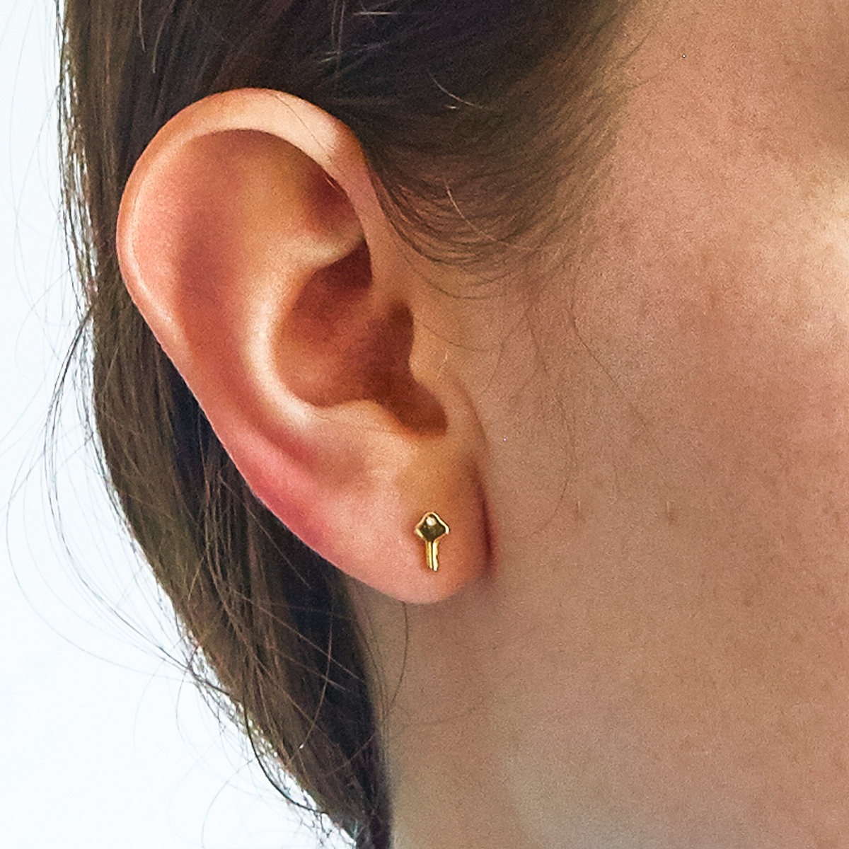 Gold Vermeil Pavé Cubic Zirconia Key Stud Earring - SINGLE